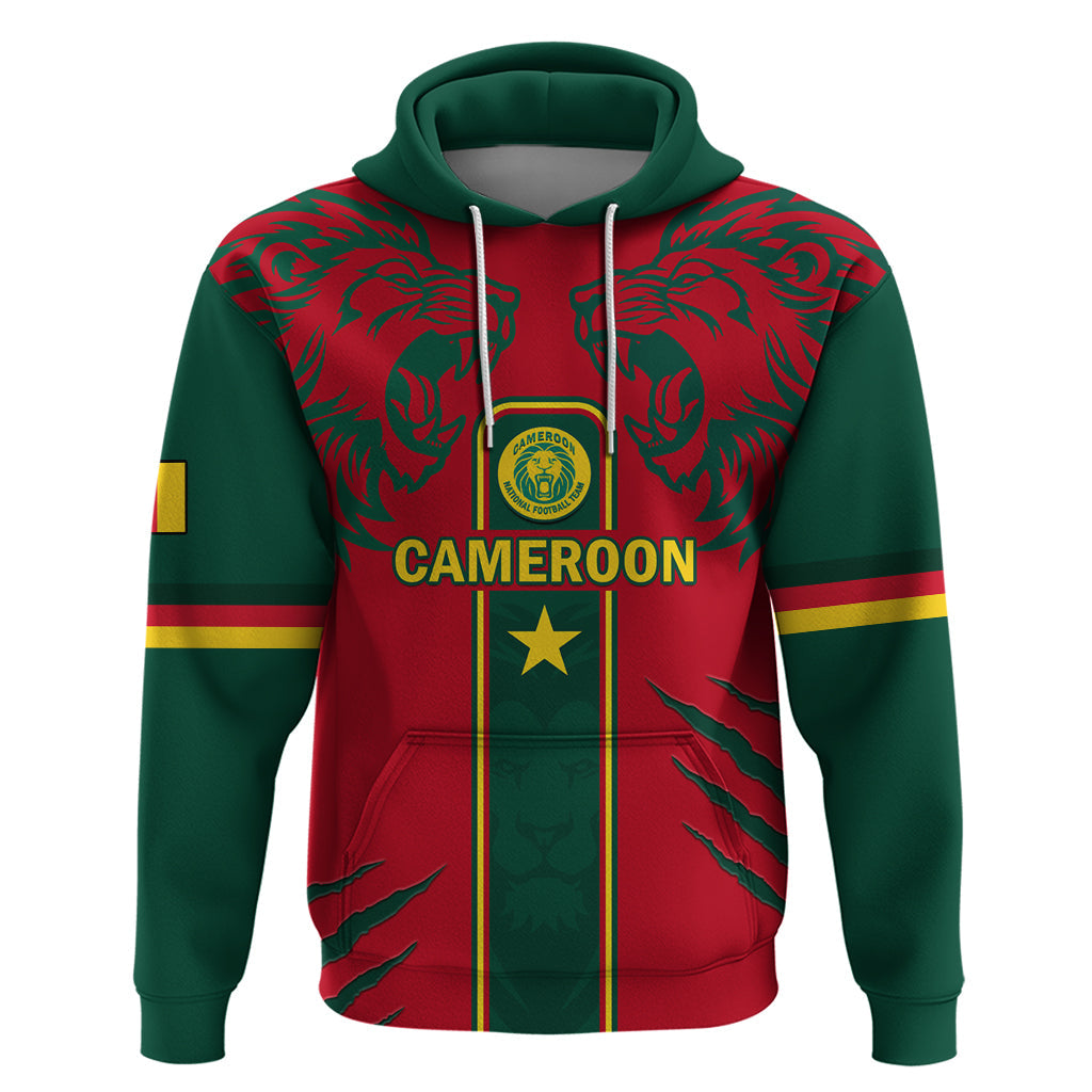 Custom Cameroon Football Hoodie 2024 African Nations Go Champions Lion Style LT14