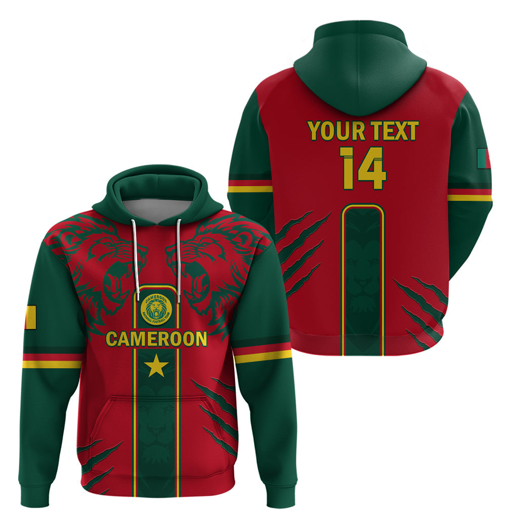 Custom Cameroon Football Hoodie 2024 African Nations Go Champions Lion Style LT14