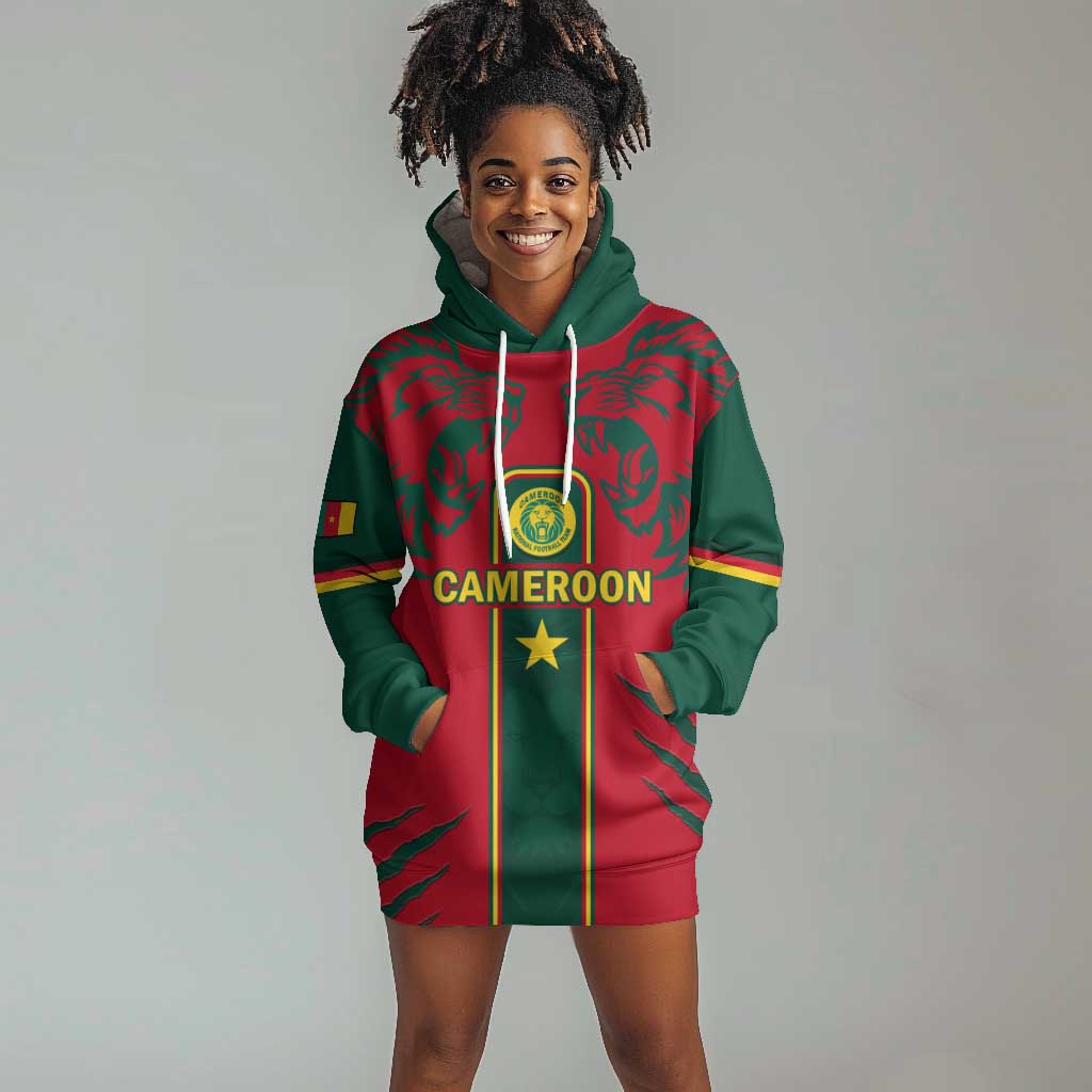 Custom Cameroon Football Hoodie Dress 2024 African Nations Go Champions Lion Style LT14