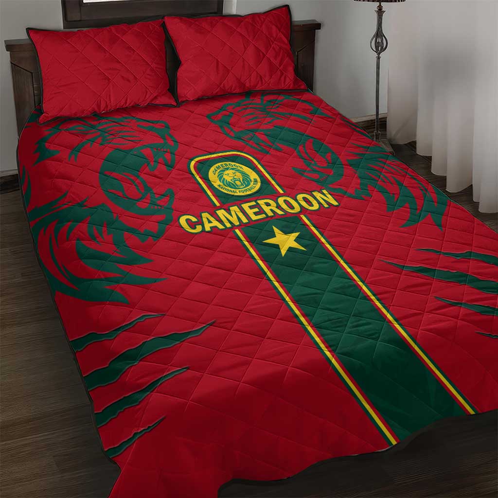 Cameroon Football Quilt Bed Set 2024 African Nations Go Champions Lion Style LT14