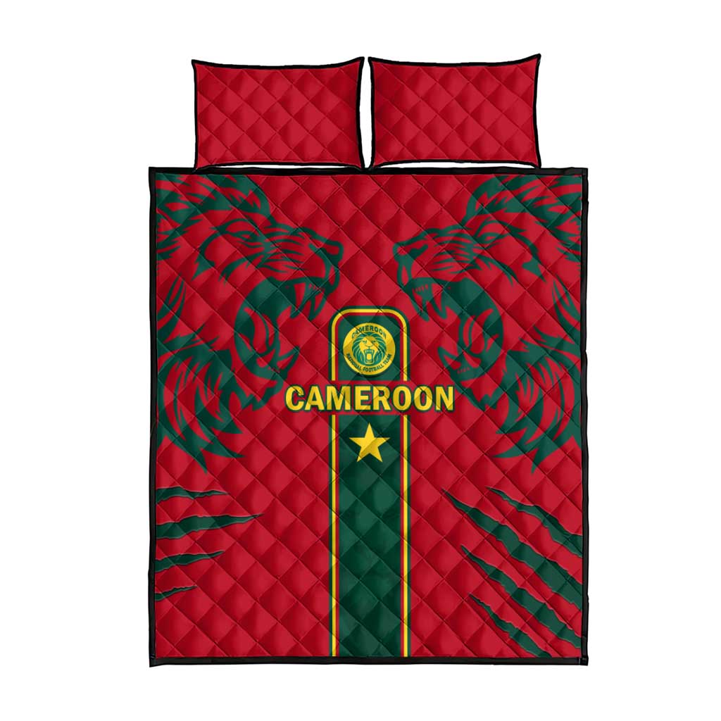 Cameroon Football Quilt Bed Set 2024 African Nations Go Champions Lion Style LT14