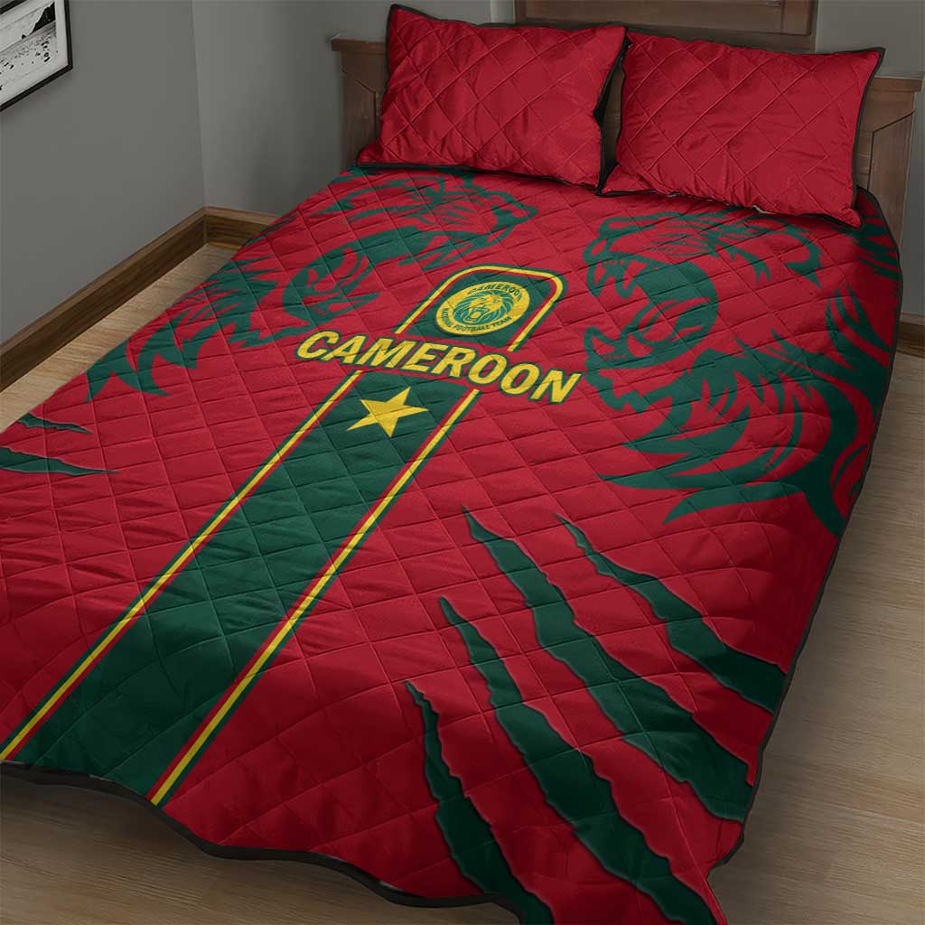 Cameroon Football Quilt Bed Set 2024 African Nations Go Champions Lion Style LT14