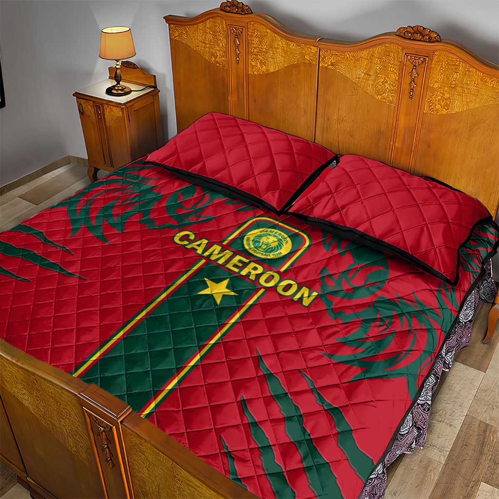 Cameroon Football Quilt Bed Set 2024 African Nations Go Champions Lion Style LT14