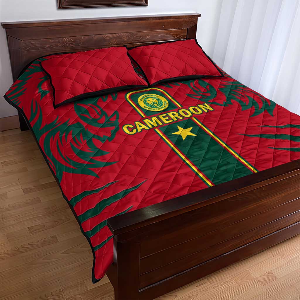 Cameroon Football Quilt Bed Set 2024 African Nations Go Champions Lion Style LT14