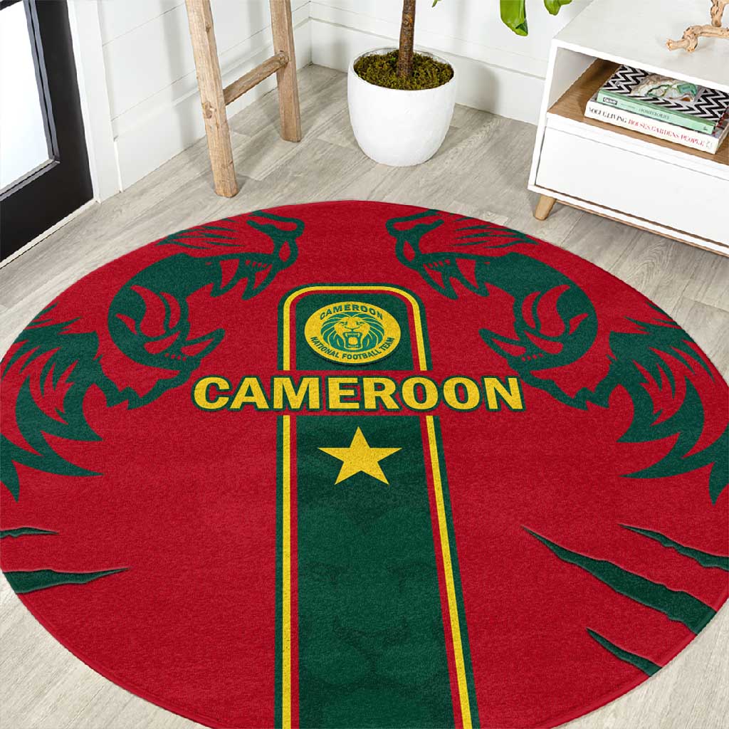 Cameroon Football Round Carpet 2024 African Nations Go Champions Lion Style LT14