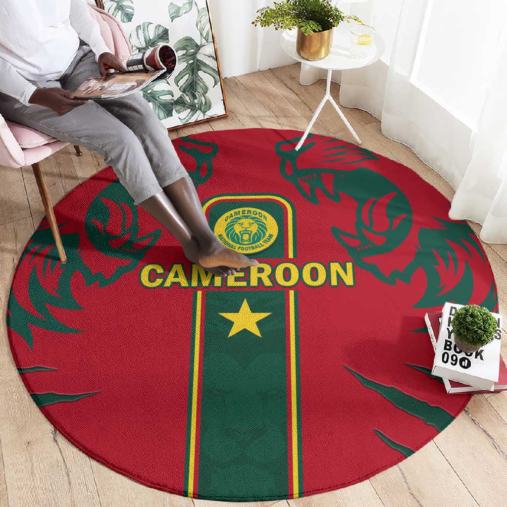 Cameroon Football Round Carpet 2024 African Nations Go Champions Lion Style LT14