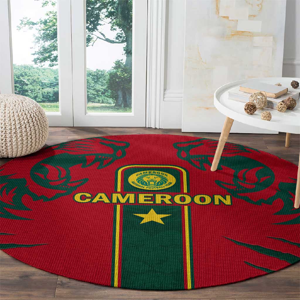 Cameroon Football Round Carpet 2024 African Nations Go Champions Lion Style LT14