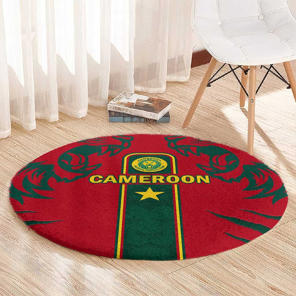 Cameroon Football Round Carpet 2024 African Nations Go Champions Lion Style LT14