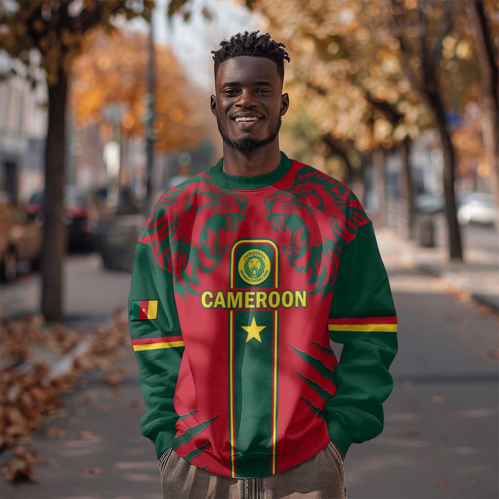 Custom Cameroon Football Sweatshirt 2024 African Nations Go Champions Lion Style LT14