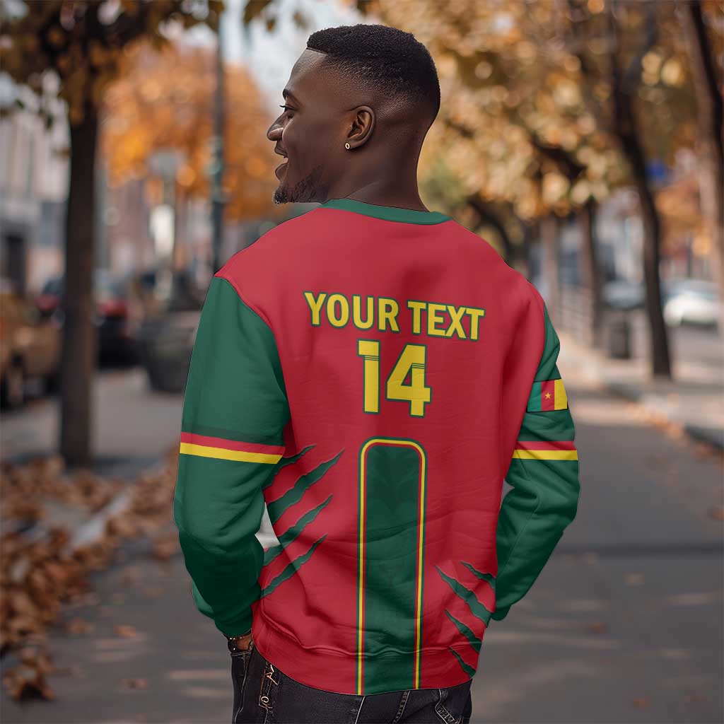 Custom Cameroon Football Sweatshirt 2024 African Nations Go Champions Lion Style LT14