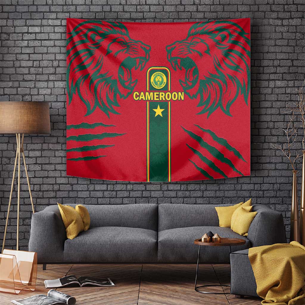 Cameroon Football Tapestry 2024 African Nations Go Champions Lion Style LT14