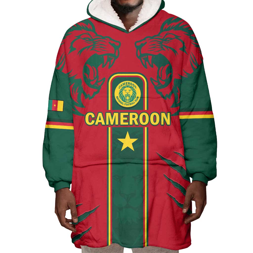 Custom Cameroon Football Wearable Blanket Hoodie 2024 African Nations Go Champions Lion Style LT14