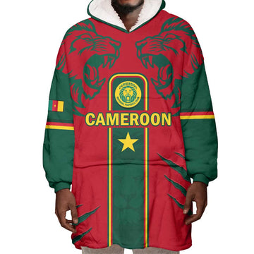 Custom Cameroon Football Wearable Blanket Hoodie 2024 African Nations Go Champions Lion Style LT14