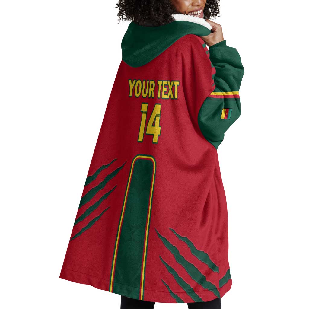 Custom Cameroon Football Wearable Blanket Hoodie 2024 African Nations Go Champions Lion Style LT14
