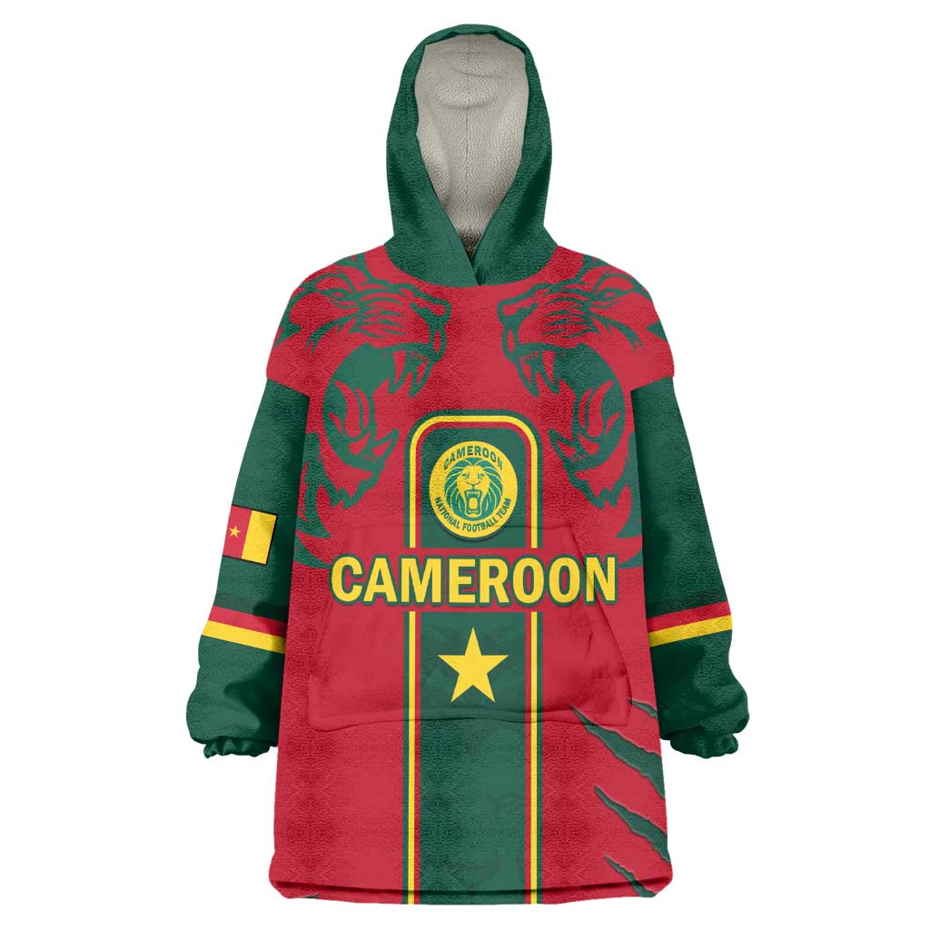 Custom Cameroon Football Wearable Blanket Hoodie 2024 African Nations Go Champions Lion Style LT14