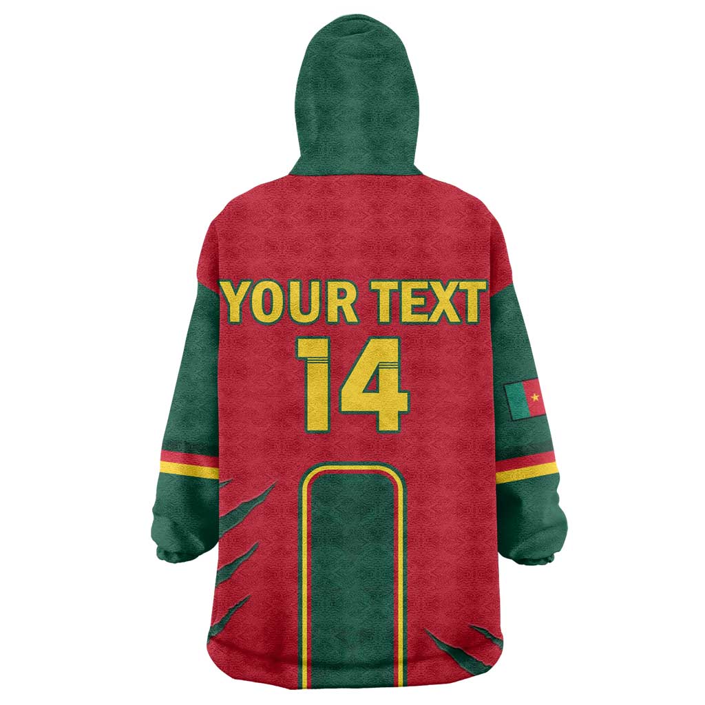 Custom Cameroon Football Wearable Blanket Hoodie 2024 African Nations Go Champions Lion Style LT14