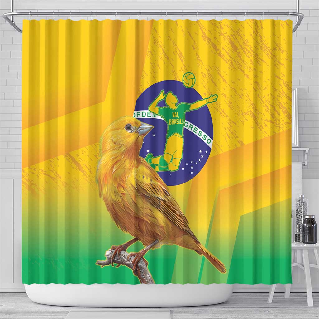 Brasil Volleyball Shower Curtain Go Champions Canario-da-terra LT14