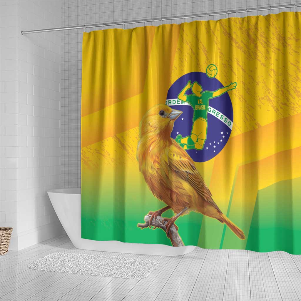 Brasil Volleyball Shower Curtain Go Champions Canario-da-terra LT14