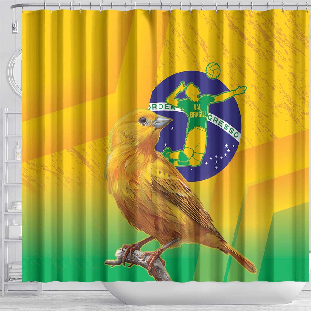 Brasil Volleyball Shower Curtain Go Champions Canario-da-terra LT14