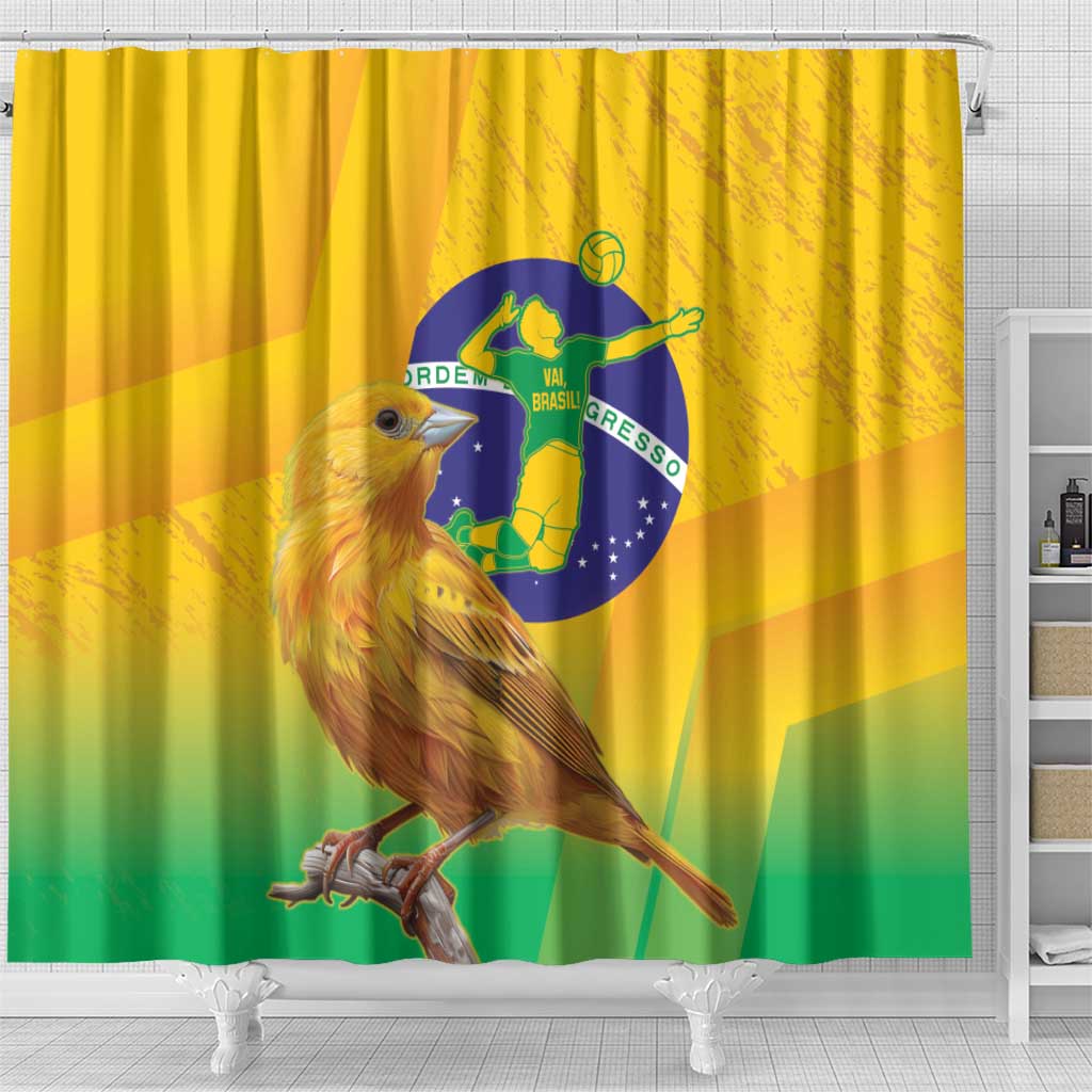 Brasil Volleyball Shower Curtain Go Champions Canario-da-terra LT14