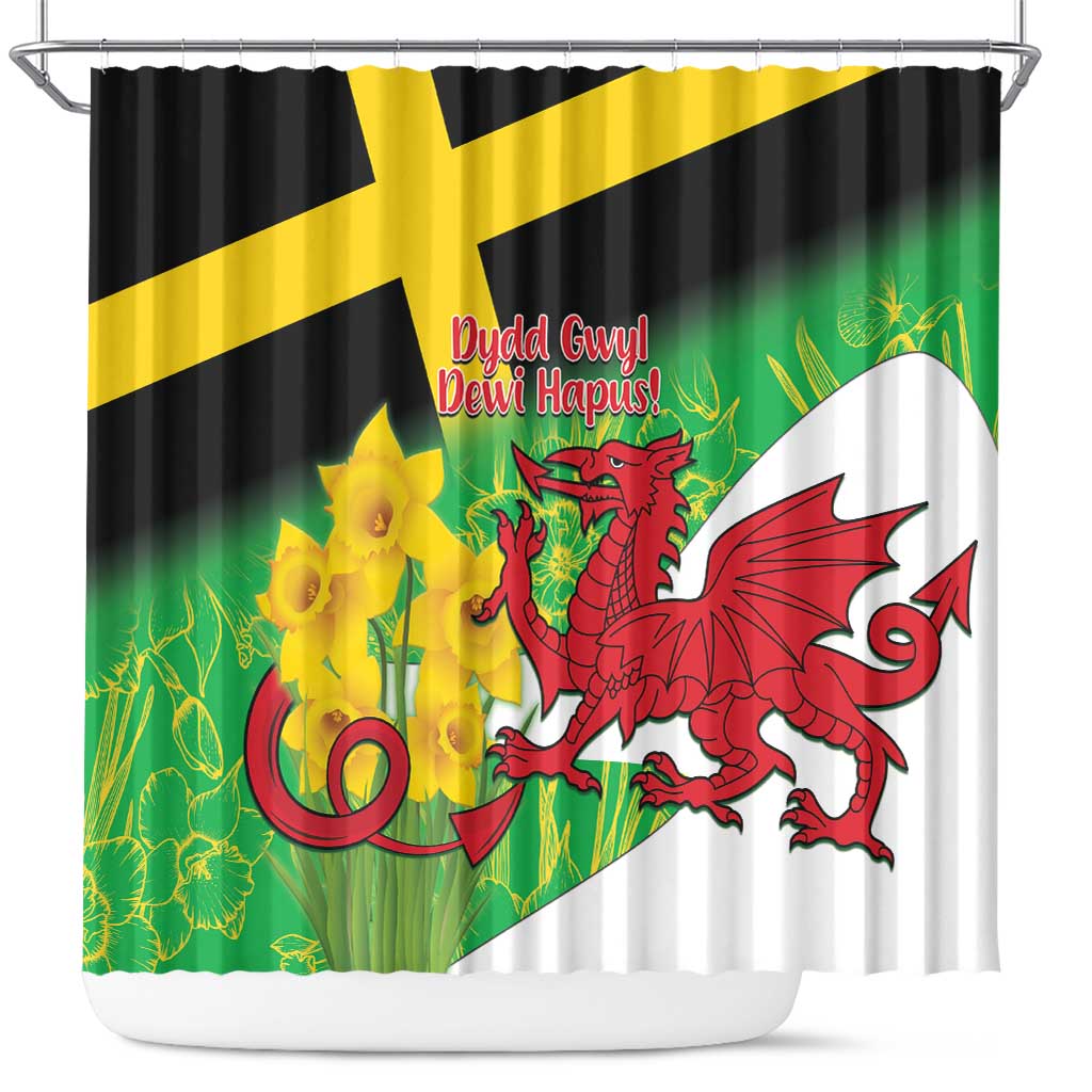 Wales Saint David's Day Shower Curtain Welsh Dragon Dydd Gwyl Dewi Hapus! LT14