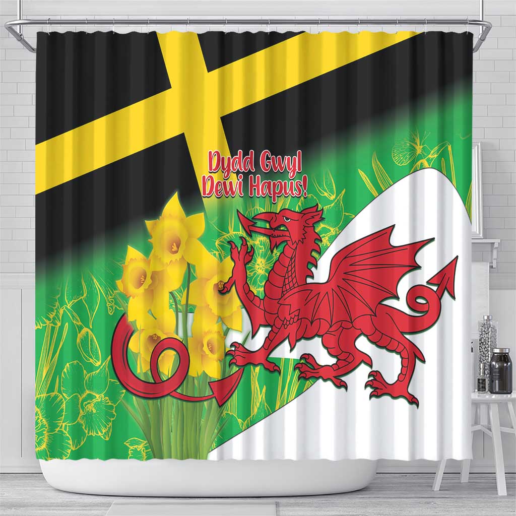 Wales Saint David's Day Shower Curtain Welsh Dragon Dydd Gwyl Dewi Hapus! LT14
