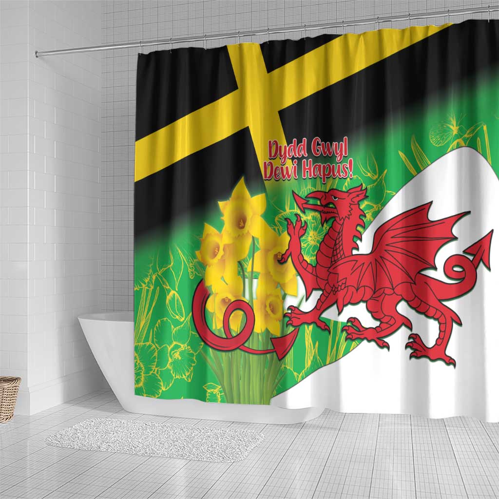 Wales Saint David's Day Shower Curtain Welsh Dragon Dydd Gwyl Dewi Hapus! LT14