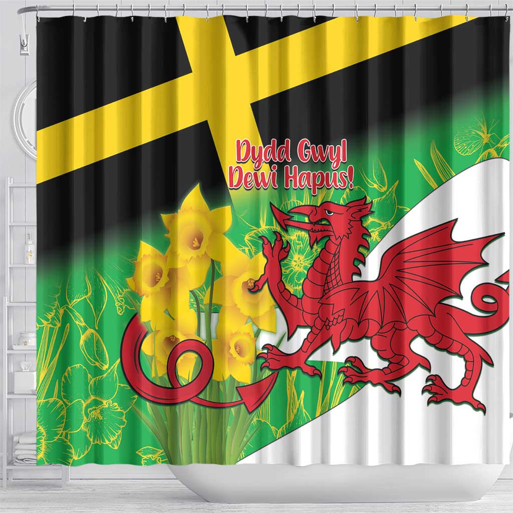 Wales Saint David's Day Shower Curtain Welsh Dragon Dydd Gwyl Dewi Hapus! LT14
