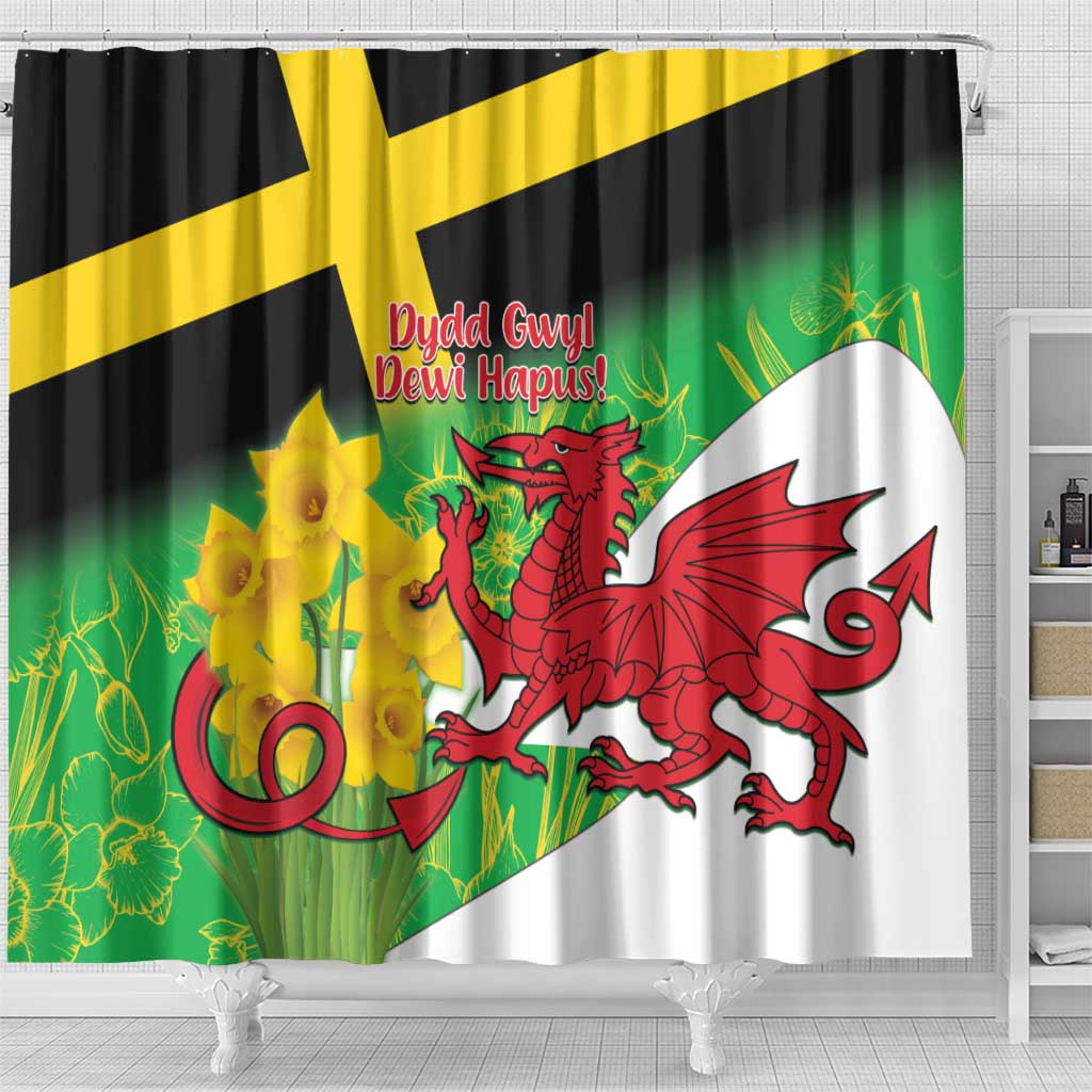 Wales Saint David's Day Shower Curtain Welsh Dragon Dydd Gwyl Dewi Hapus! LT14