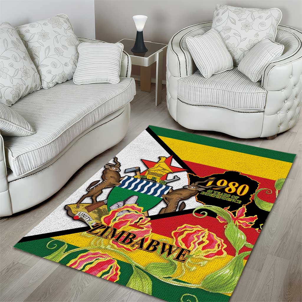 Nyika yeZimbabwe Area Rug Happy Independence Day - Flame Lily Flowers LT14