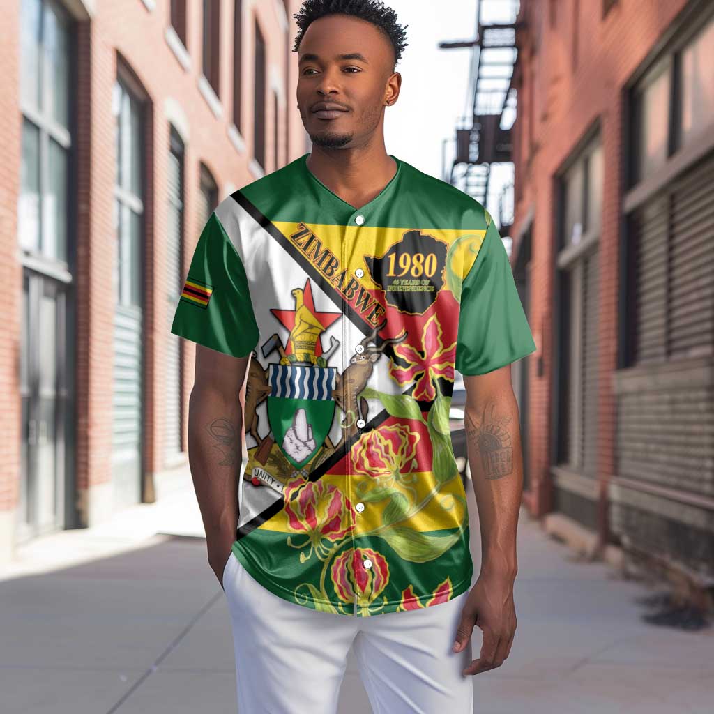 Nyika yeZimbabwe Baseball Jersey Happy Independence Day - Flame Lily Flowers LT14