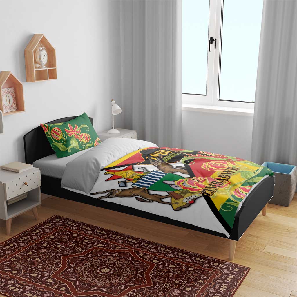 Nyika yeZimbabwe Bedding Set Happy Independence Day - Flame Lily Flowers LT14