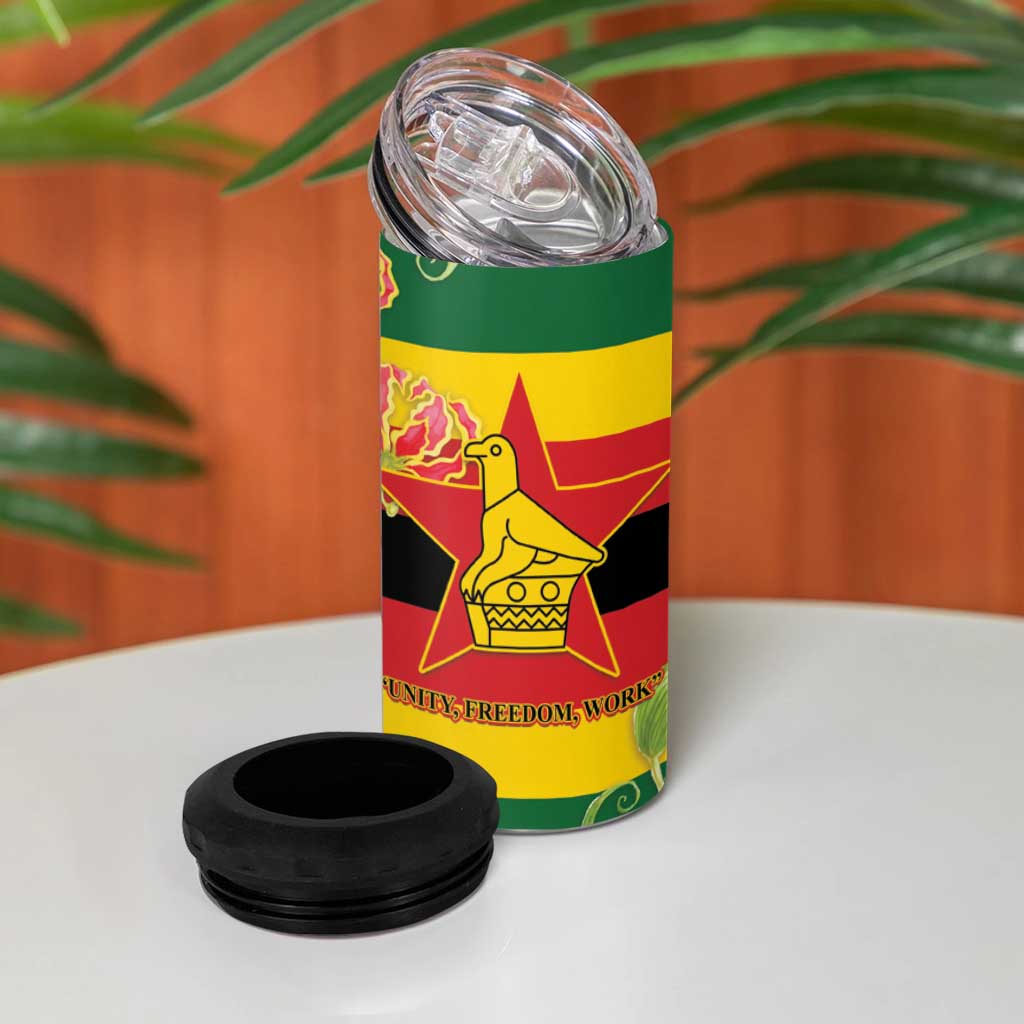 Nyika yeZimbabwe 4 in 1 Can Cooler Tumbler Happy Independence Day - Flame Lily Flowers LT14