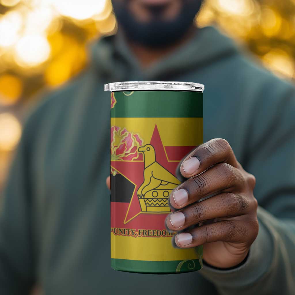 Nyika yeZimbabwe 4 in 1 Can Cooler Tumbler Happy Independence Day - Flame Lily Flowers LT14