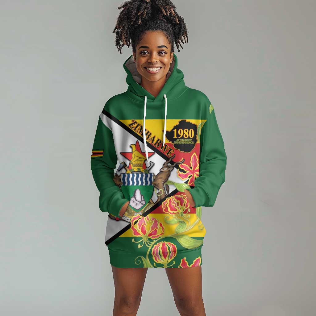 Nyika yeZimbabwe Hoodie Dress Happy Independence Day - Flame Lily Flowers LT14