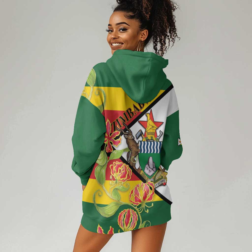 Nyika yeZimbabwe Hoodie Dress Happy Independence Day - Flame Lily Flowers LT14