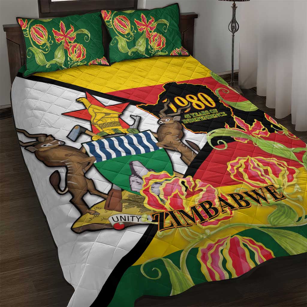Nyika yeZimbabwe Quilt Bed Set Happy Independence Day - Flame Lily Flowers LT14