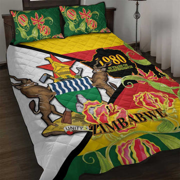 Nyika yeZimbabwe Quilt Bed Set Happy Independence Day - Flame Lily Flowers LT14