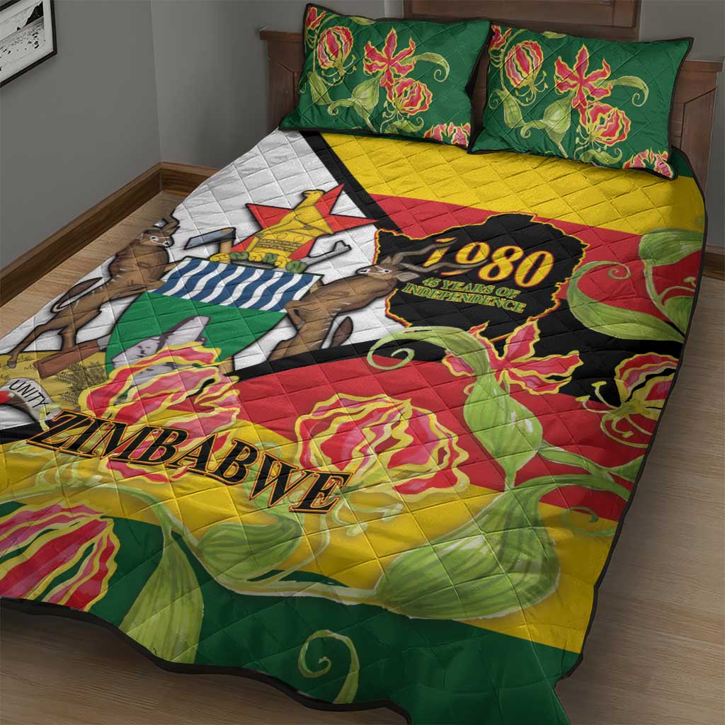 Nyika yeZimbabwe Quilt Bed Set Happy Independence Day - Flame Lily Flowers LT14
