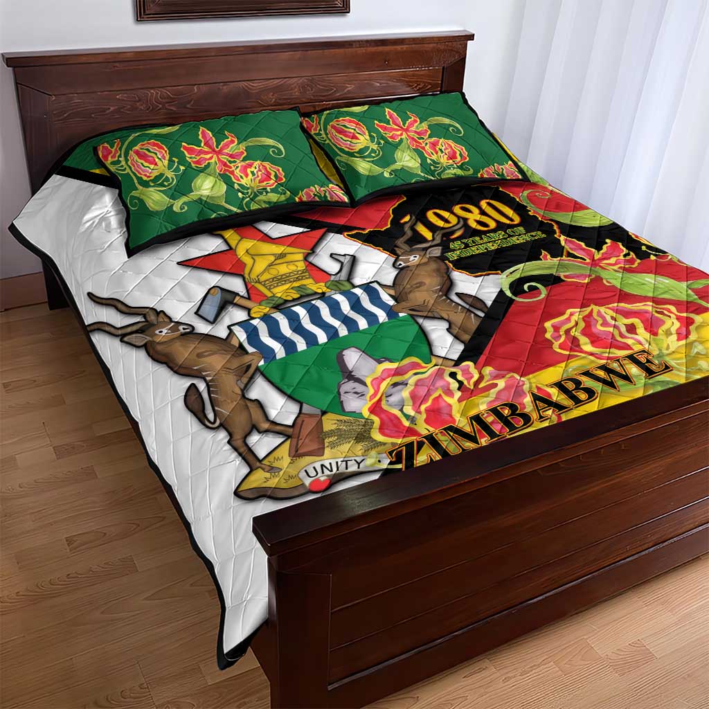 Nyika yeZimbabwe Quilt Bed Set Happy Independence Day - Flame Lily Flowers LT14