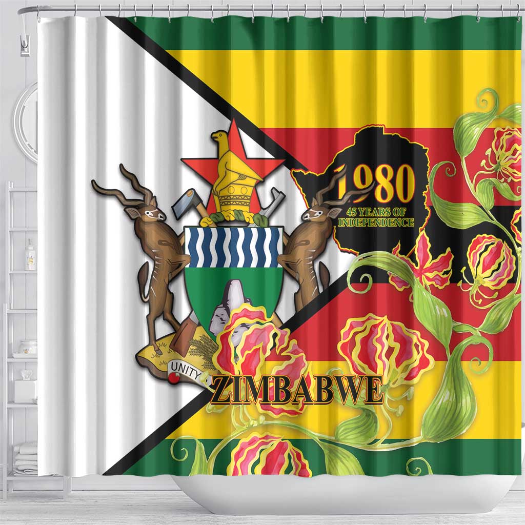 Zimbabwe Independence Day Shower Curtain Happy 45 Years Of Independence LT14