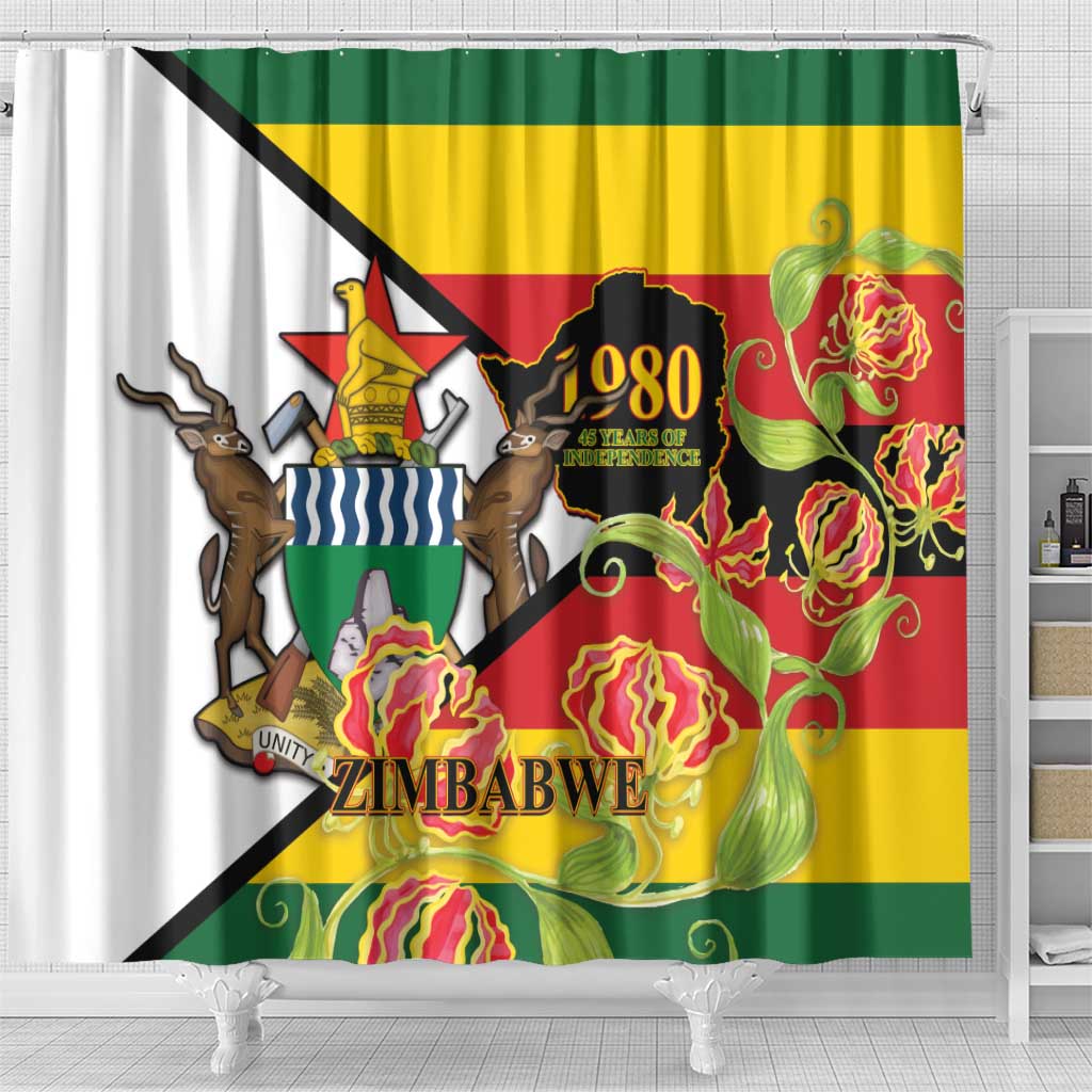 Zimbabwe Independence Day Shower Curtain Happy 45 Years Of Independence LT14