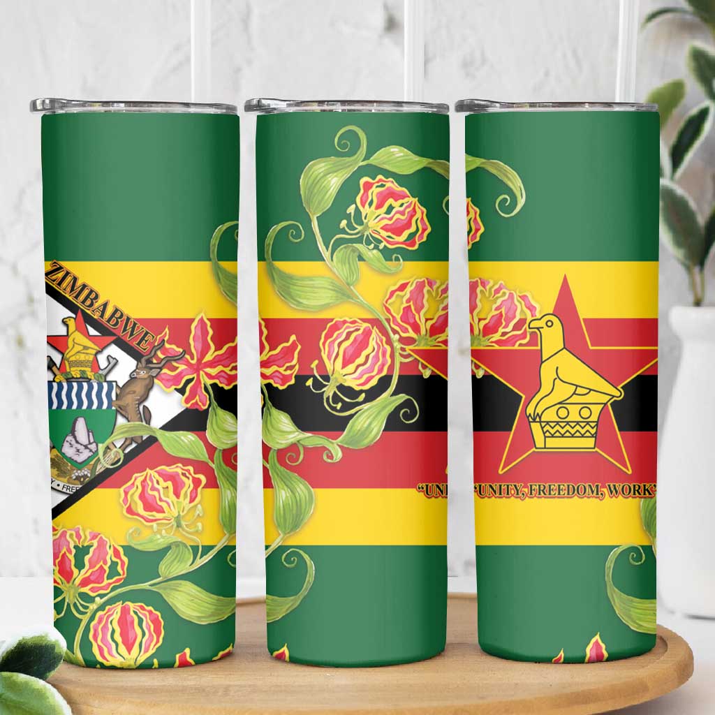 Nyika yeZimbabwe Skinny Tumbler Happy Independence Day - Flame Lily Flowers LT14