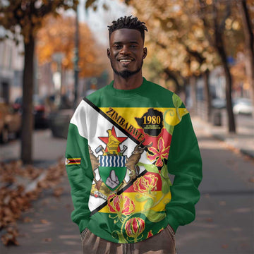 Nyika yeZimbabwe Sweatshirt Happy Independence Day - Flame Lily Flowers LT14