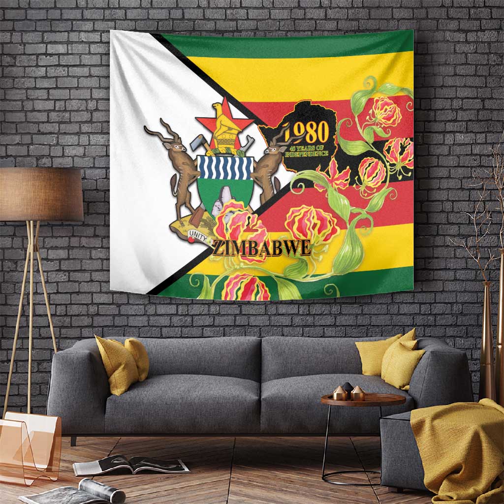 Nyika yeZimbabwe Tapestry Happy Independence Day - Flame Lily Flowers LT14