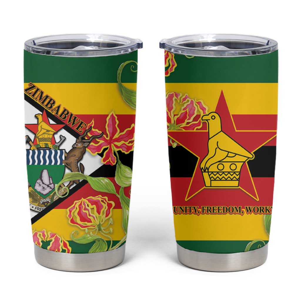 Nyika yeZimbabwe Tumbler Cup Happy Independence Day - Flame Lily Flowers LT14