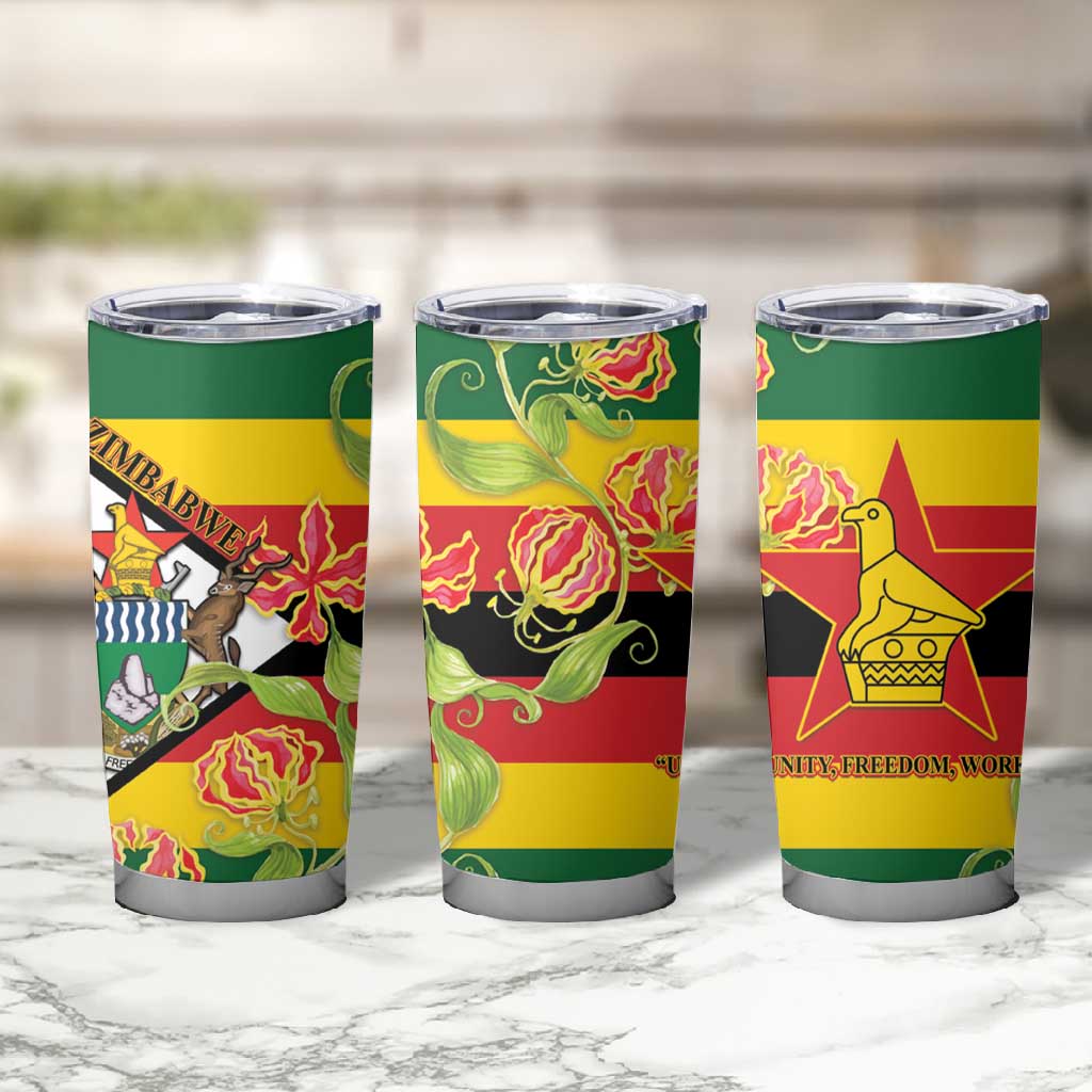 Nyika yeZimbabwe Tumbler Cup Happy Independence Day - Flame Lily Flowers LT14