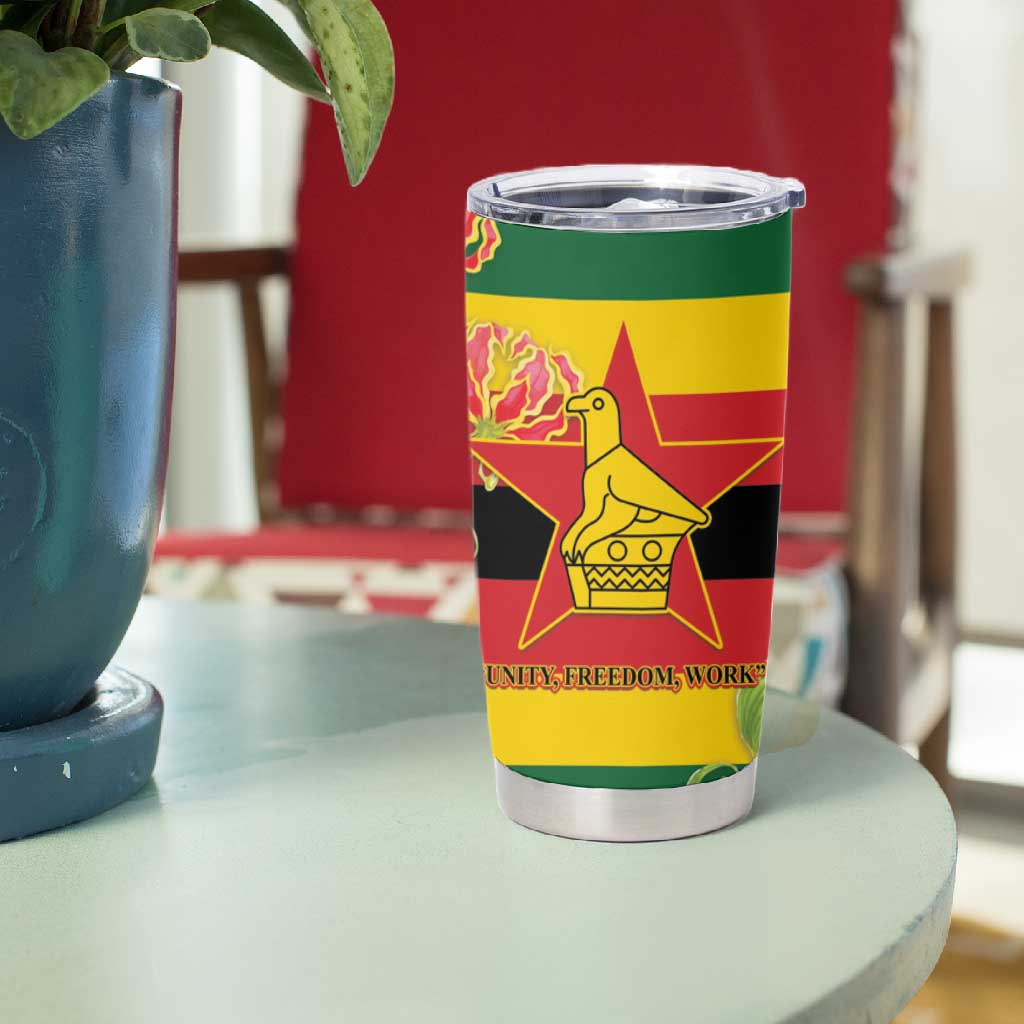 Nyika yeZimbabwe Tumbler Cup Happy Independence Day - Flame Lily Flowers LT14