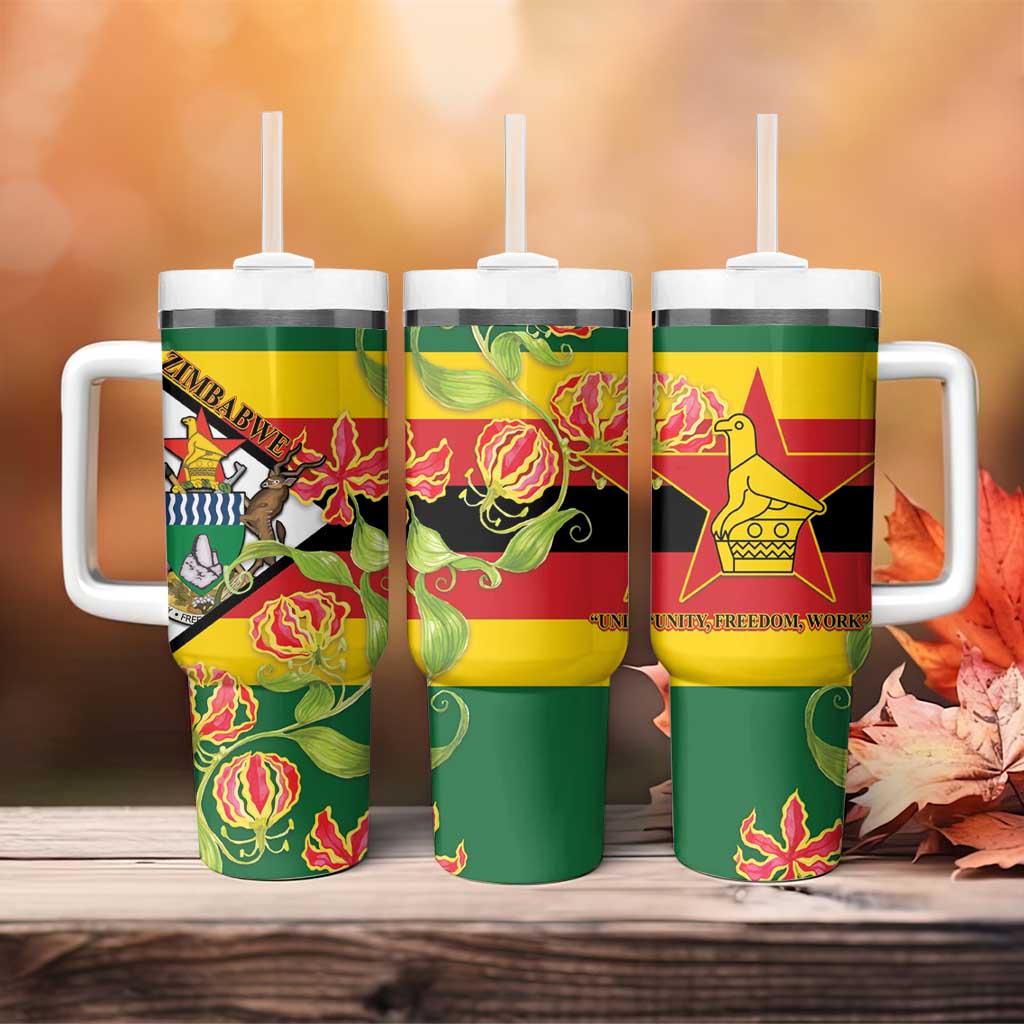 Nyika yeZimbabwe Tumbler With Handle Happy Independence Day - Flame Lily Flowers LT14