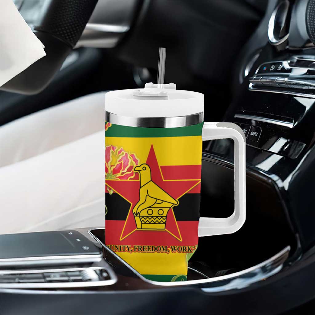 Nyika yeZimbabwe Tumbler With Handle Happy Independence Day - Flame Lily Flowers LT14